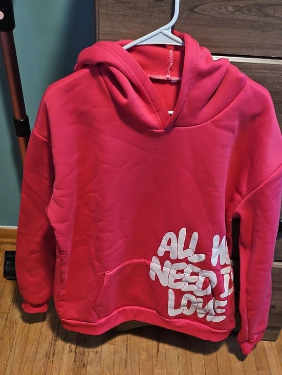 Other - Pink Hoodie with 'All We Need Is Love' Graphic